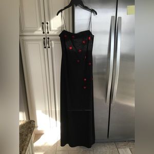 Black with red flowers, & black beading gown size 10